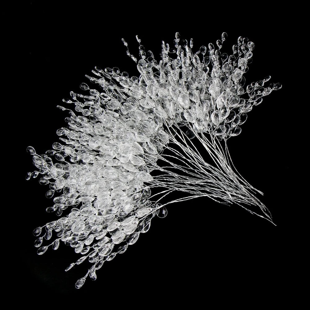 Crystal Acrylic Water Droplet Flowers | DIY Wedding & Décor Artificial Flower Decor Axl Clear 20 pcs