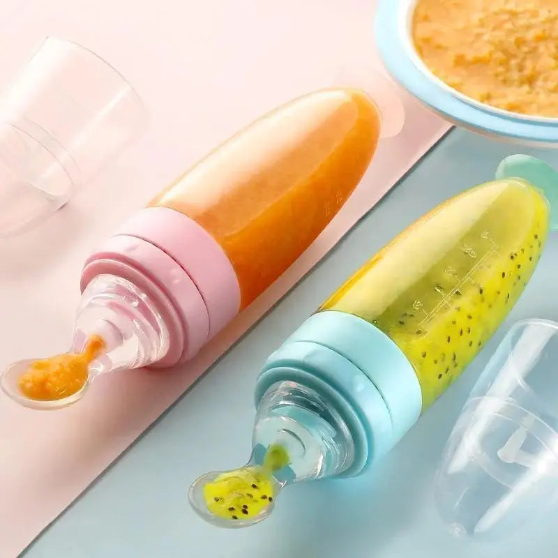 Baby Silicone Squeeze Feeding Spoon Bottle – BPA-Free 90ml Baby Feeding Spoon Axl