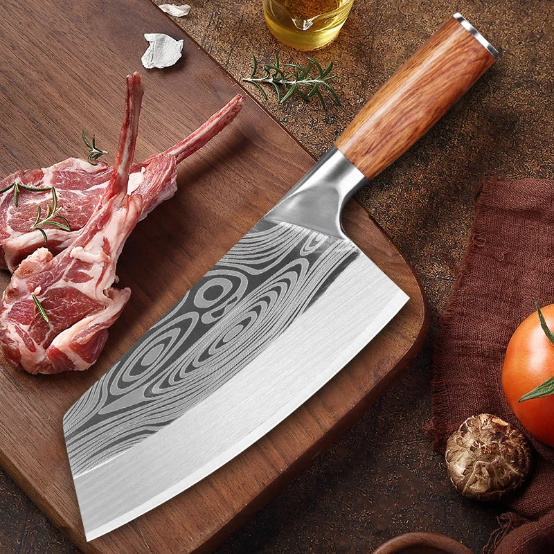 InLeung Japanese Chef Knife – 20cm Stainless Steel Cleaver Chef Knife Cleaver Axl