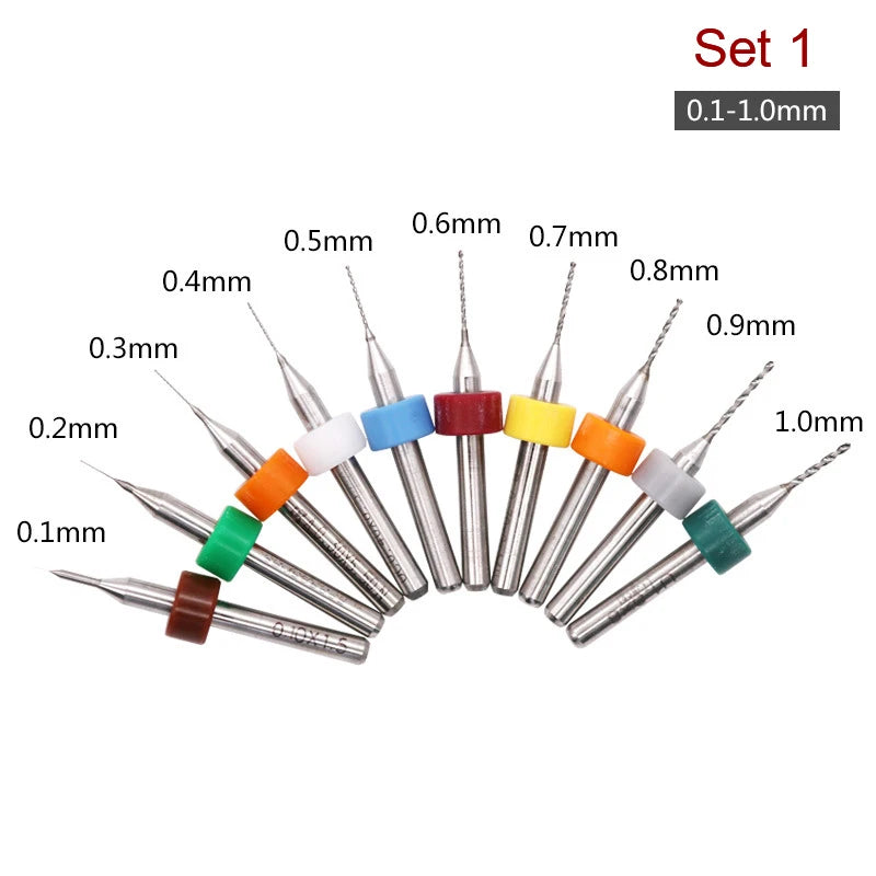 10-Pc Carbide Micro Drill Bits Set for PCB Circuit Boards Micro Drill Bit Set Axl