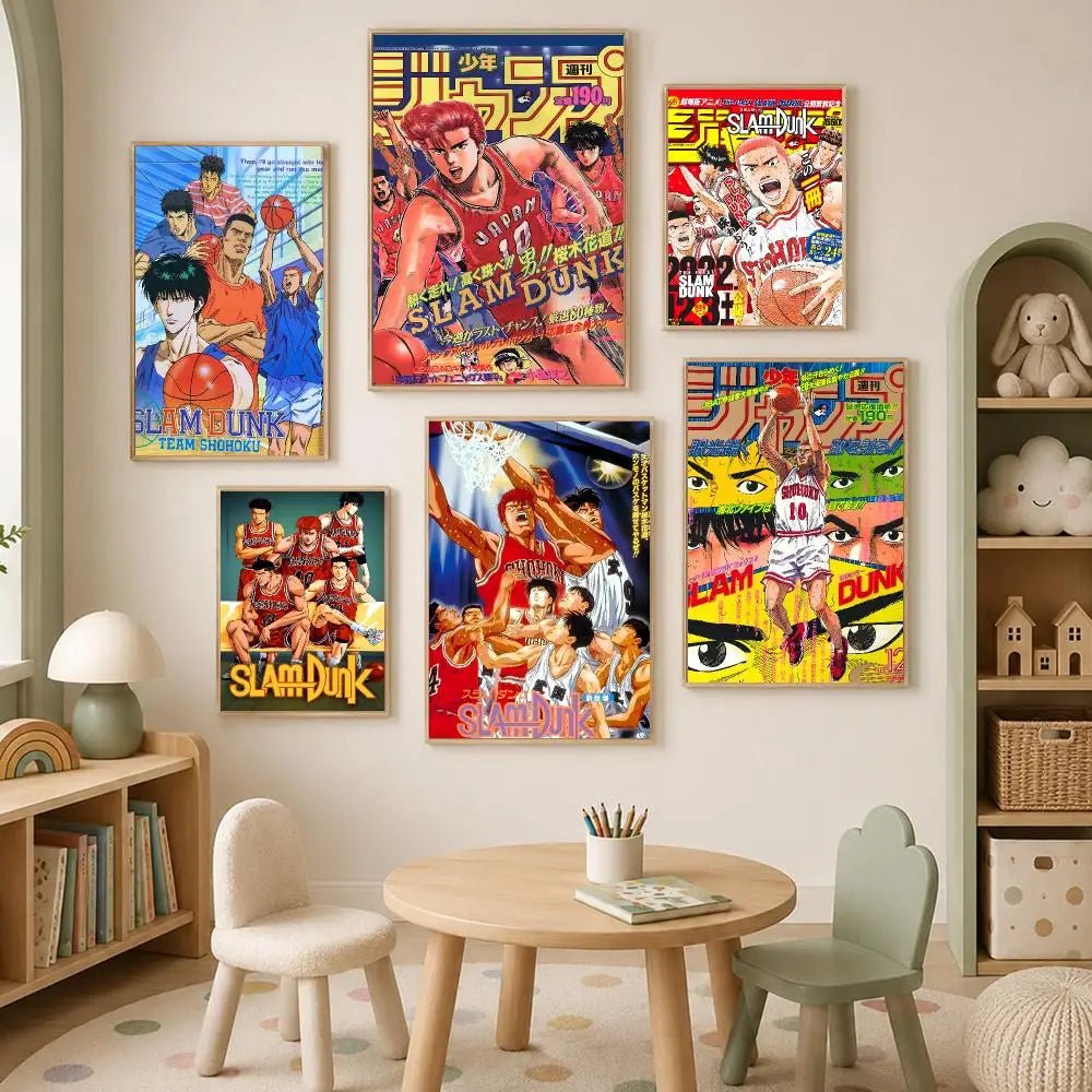 Slam Dunk Anime Self-Stick Wall Poster – HD Waterproof Art Anime Wall Poster Axl