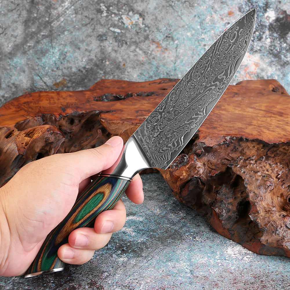 Damascus Steel Knife Set | VG-10 Japanese Chef Knives Damascus Knife Set Axl