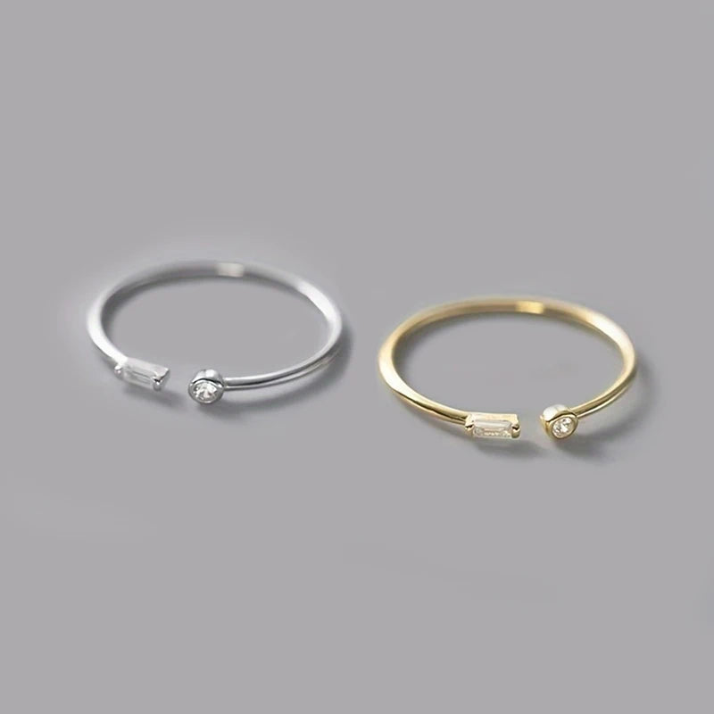 Huitan Baguette CZ Open Ring – Minimalist Thin Statement Ring Fashion Ring Axl