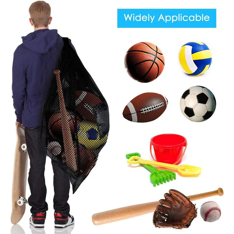 Extra Large Mesh Ball Bag – Drawstring Sports Storage Net Sports Ball Bag Axl