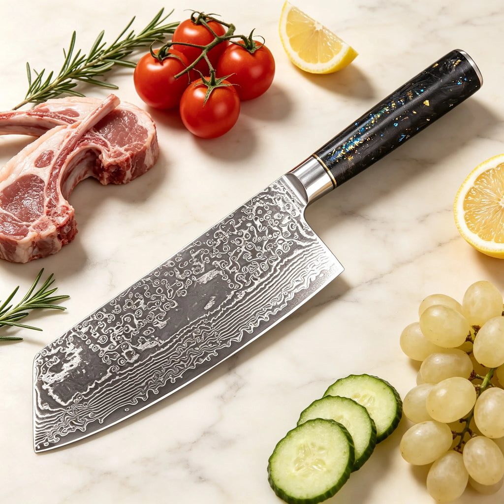 67-Layer Damascus Steel Cleaver Chef Knife – Sharp & Durable Damascus Chef Knife Axl