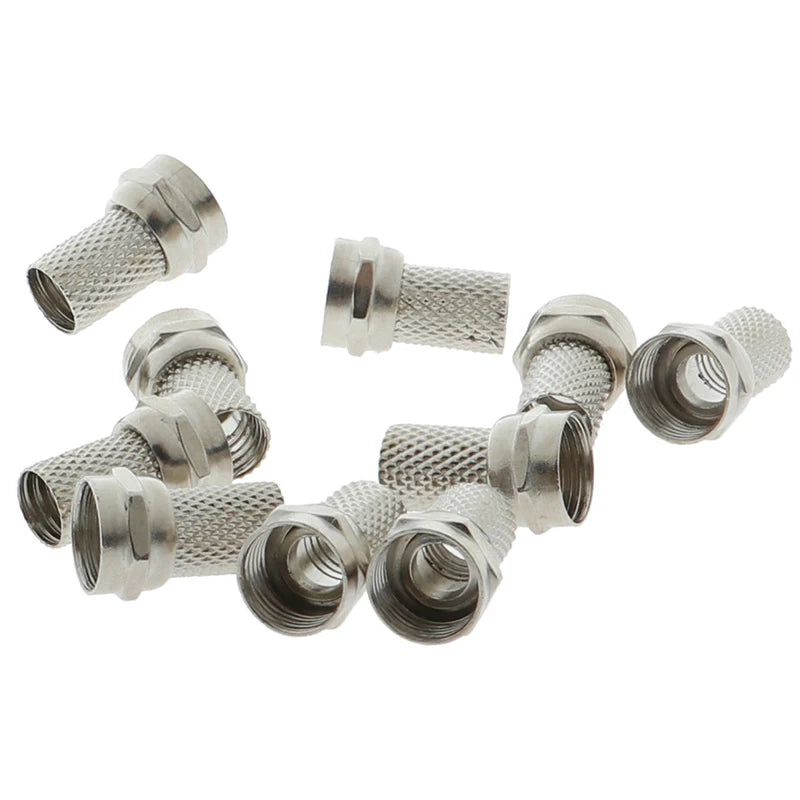 10-Pack Screw-On F Connectors for RG6 Coaxial Cable | Satellite TV Coaxial F Connector Axl