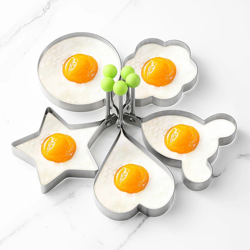 Stainless Steel Egg Ring & Pancake Mold | DIY Breakfast Shaper Egg Ring Mold Axl 5pcs