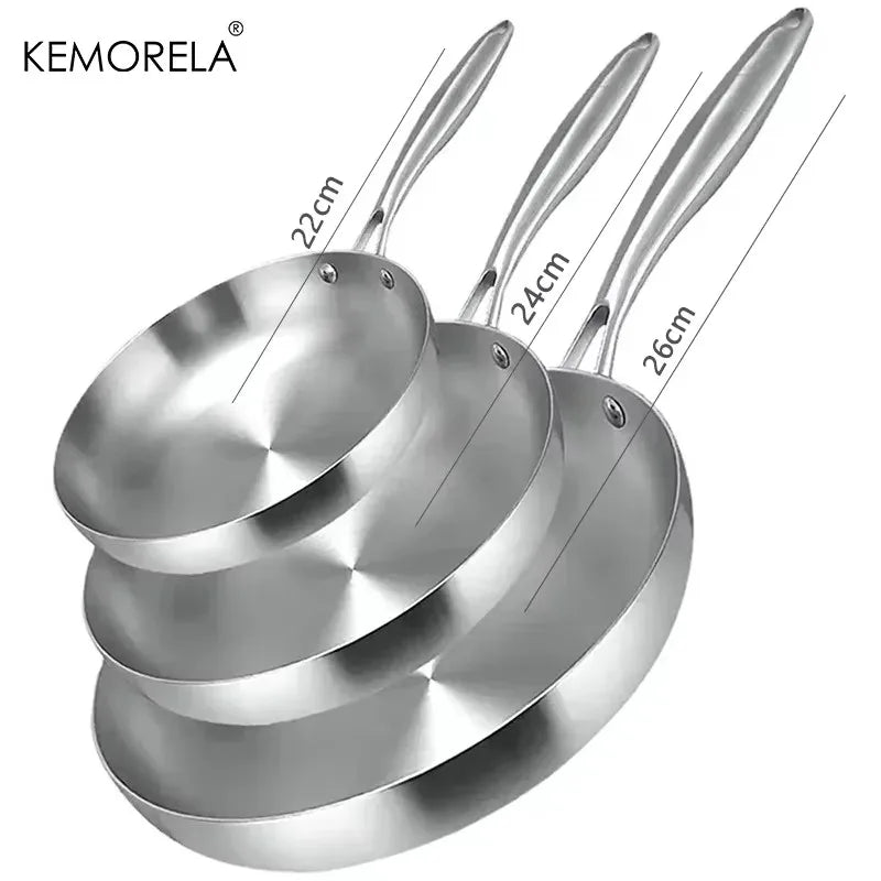 KEMORELA 3-Piece 304 Stainless Steel Non-Stick Frying Pan Set Frying Pan Set Axl