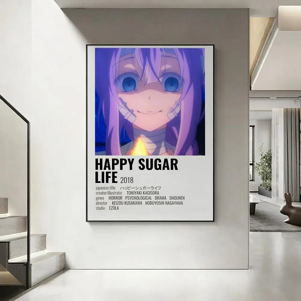 Anime Happy Sugar Life Poster – HD Waterproof Wall Art Anime Wall Poster Axl White12 50X70cmNoframe