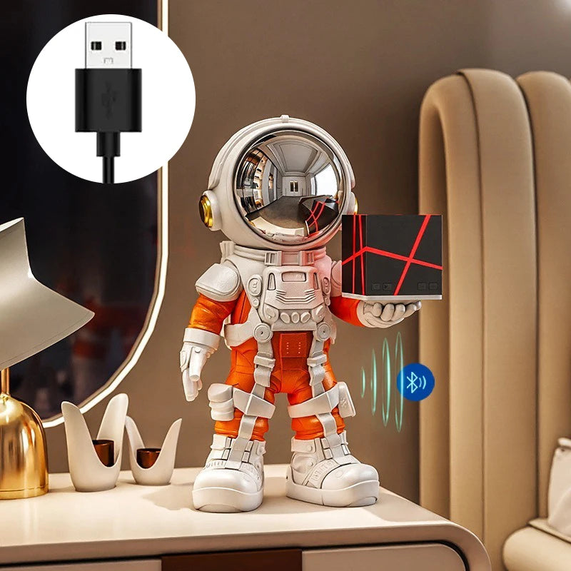 Astronaut Bluetooth Speaker Statue – Modern Resin Figurine Bluetooth Speaker Figurine Axl Orange