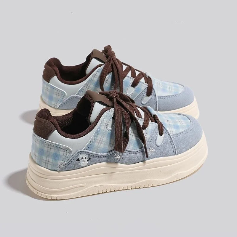 Women's Thick Sole Casual Sneakers – Flat Lace-Up Round Toe Women's Casual Sneakers Axl