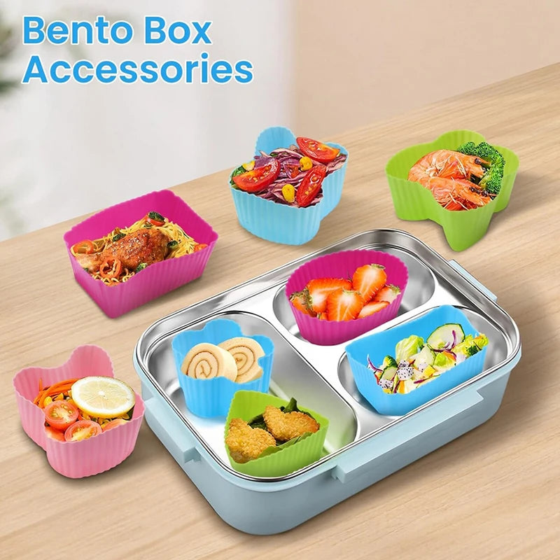 8-Piece Silicone Bento Box Dividers & Cupcake Liners for Kids Bento Box Dividers Axl