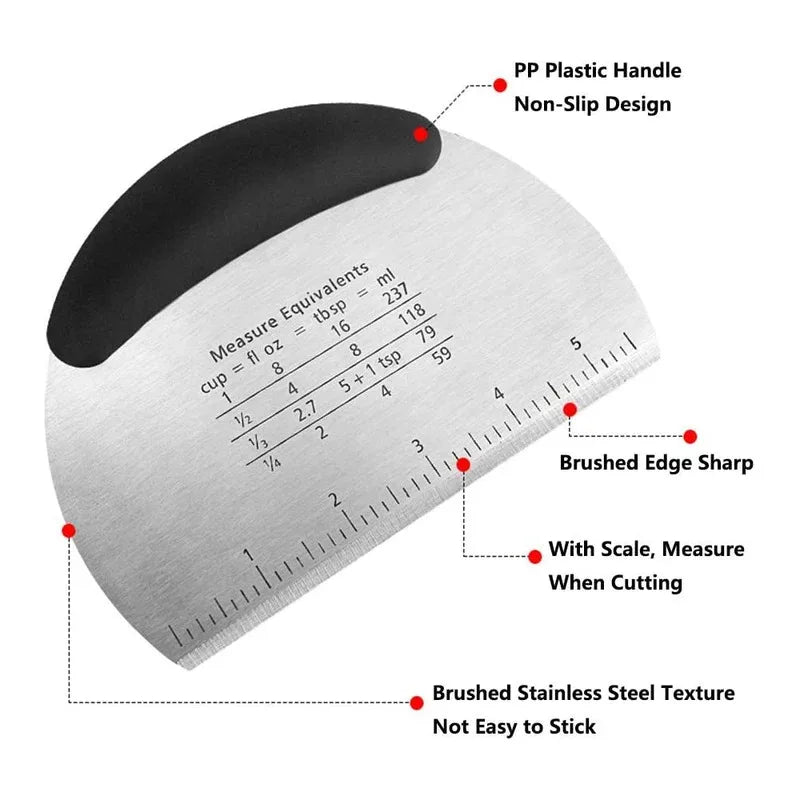 Stainless Steel Dough Cutter & Pastry Scraper with Scale Pastry Scraper Axl