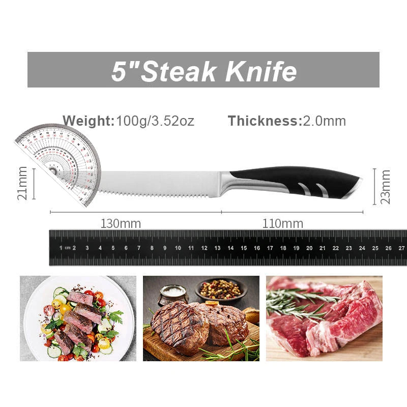 German Stainless Steel Steak Knife & Fork Set | 1–8 Piece Steak Knife Set Axl