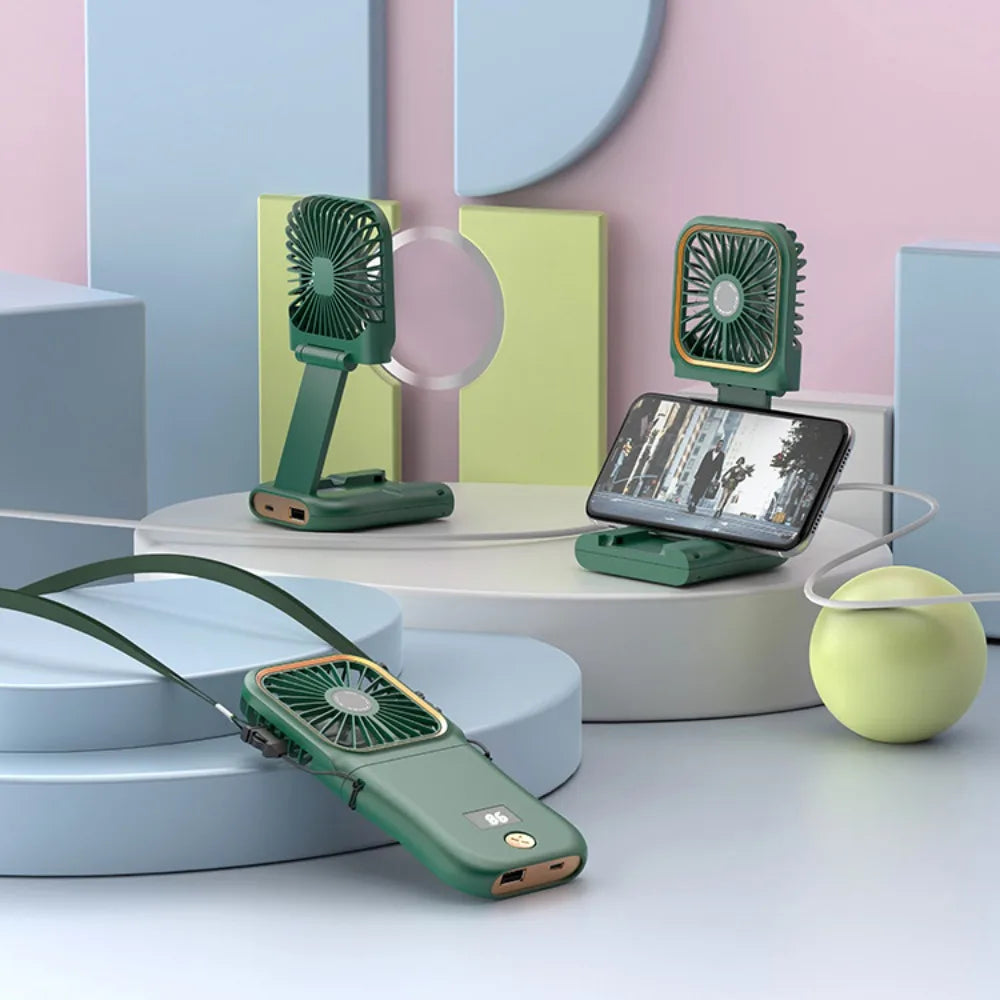 Mini Portable Handheld Neck Fan – 3-Speed USB Desktop Fan Portable Neck Fan Axl Green