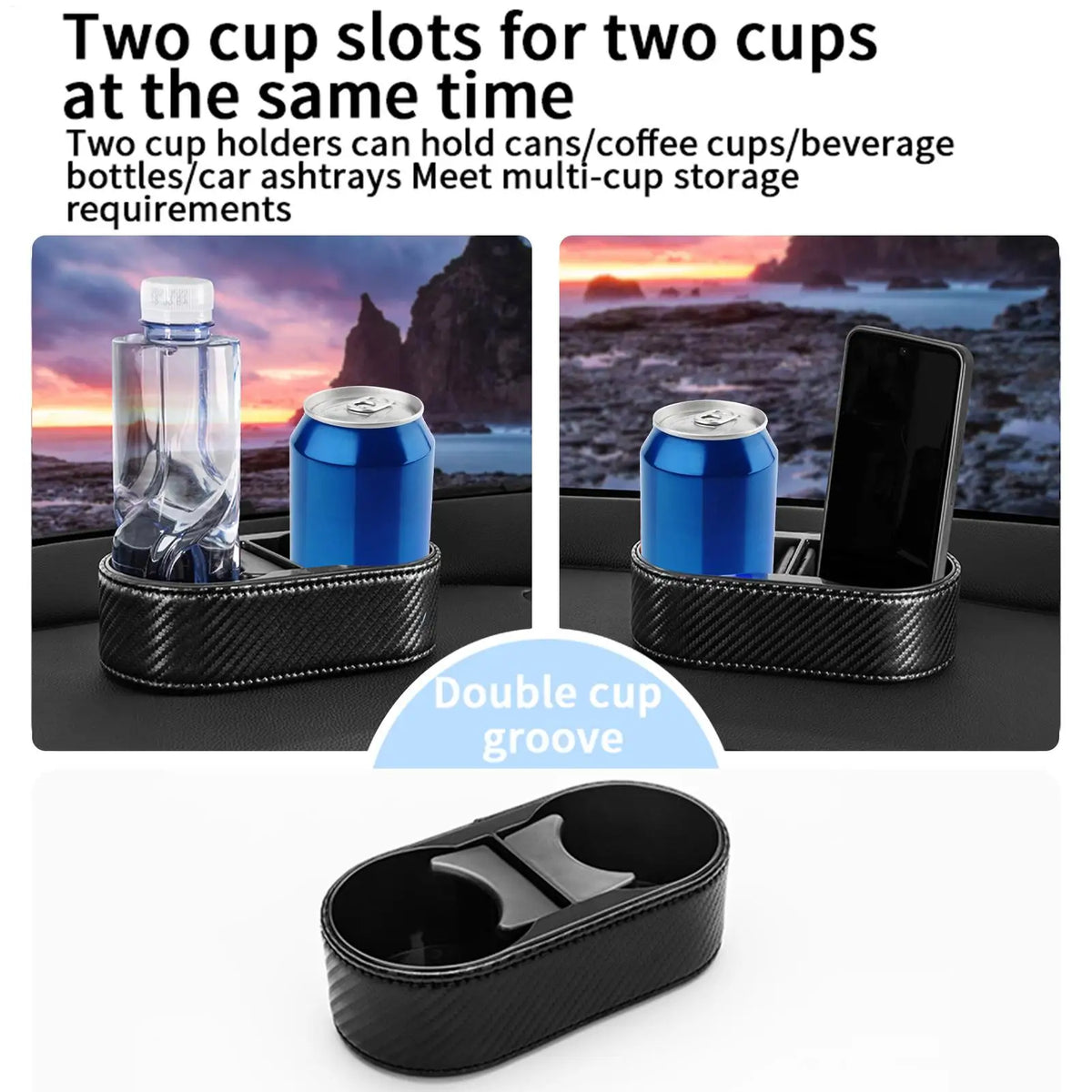 Double Car Cup Holder – Dashboard Console Drink Organizer Car Cup Holder Axl