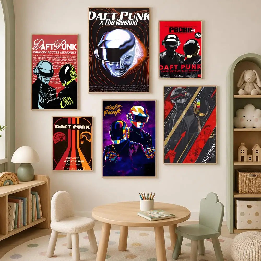 Daft Punk HD PVC Wall Poster – Self-Stick Waterproof Wall Art Wall Art Poster Axl