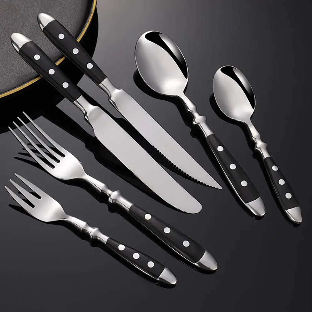 Western Stainless Steel Cutlery Set – Knives, Forks & Spoons Cutlery Flatware Set Axl