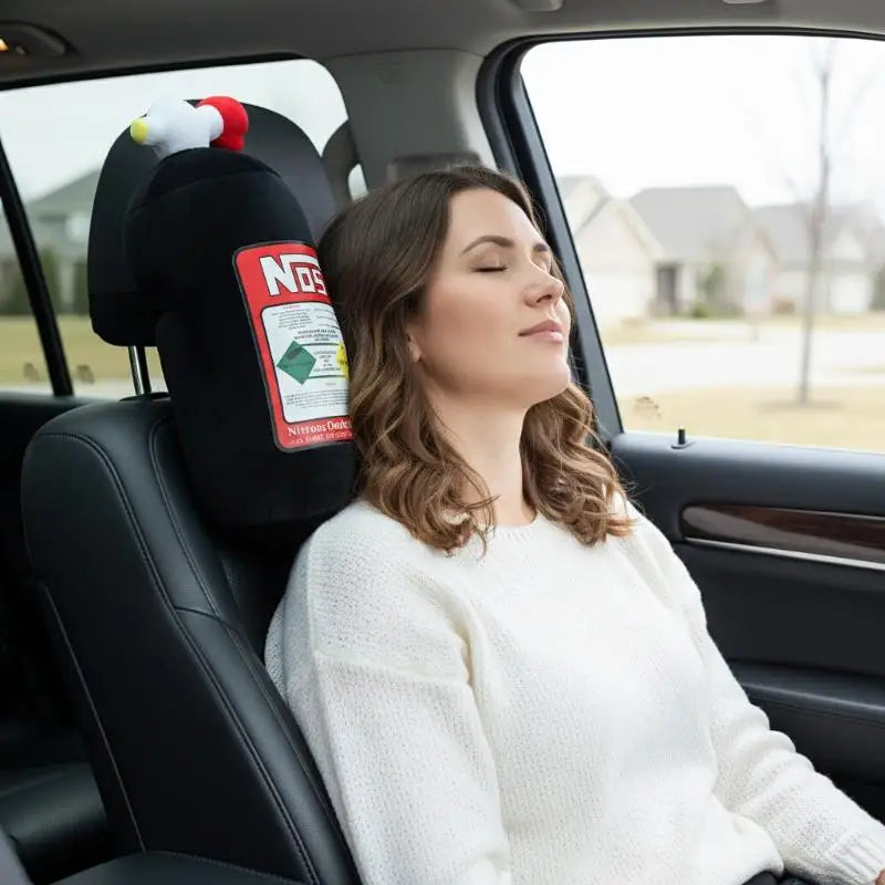 NOS Bottle Plush Car Neck Pillow – Novelty Headrest Cushion Car Neck Pillow Axl