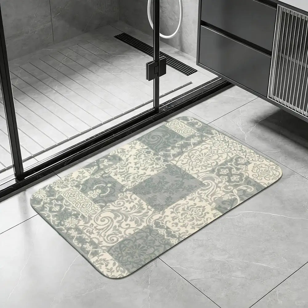 Norwegian Pattern Diatomite Bath Mat – Quick Dry & Anti-Slip Diatomite Bath Mat Axl White1 50x80cm