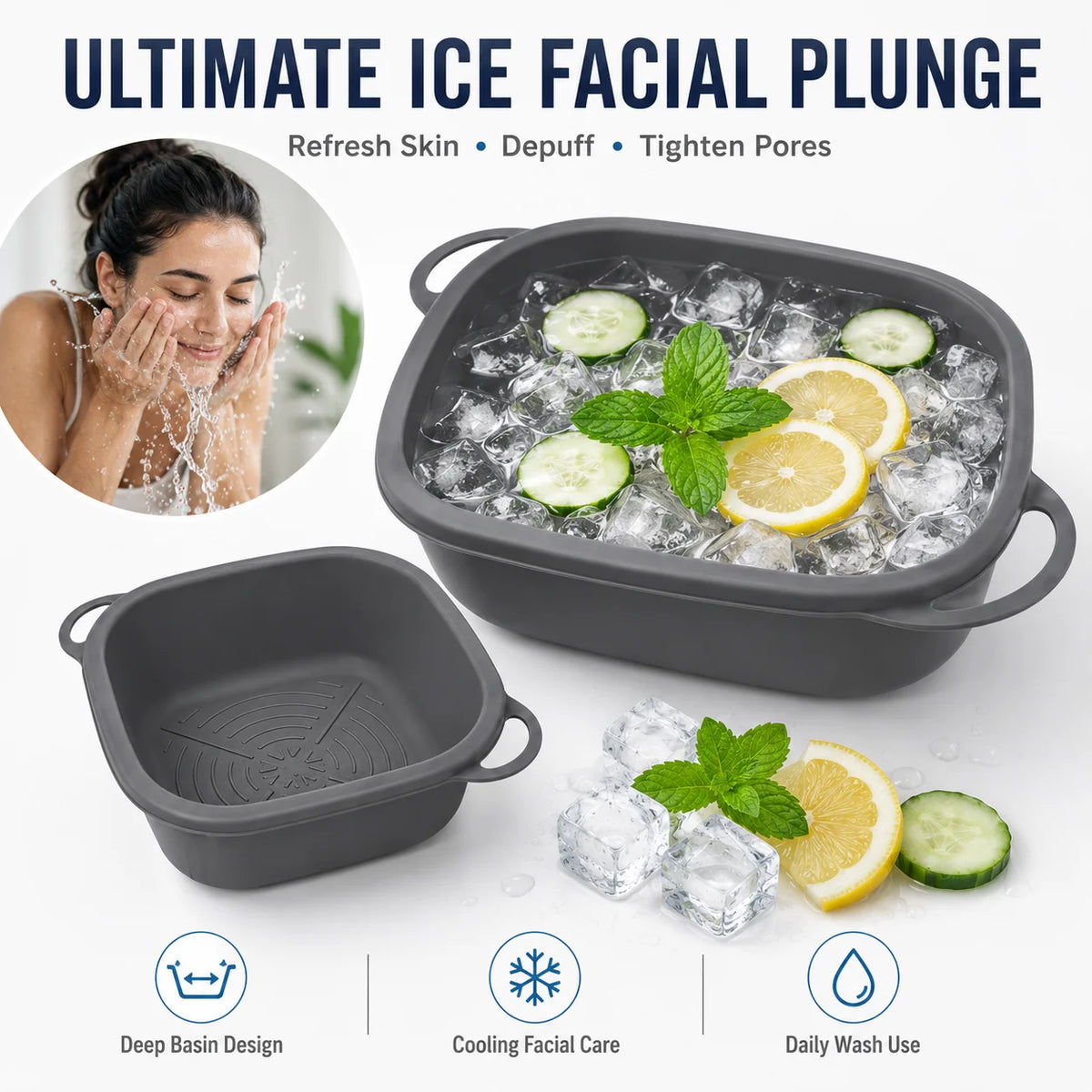 Foldable Silicone Face Basin Set – Ice Plunge & Travel Wash Bowl Silicone Wash Basin Axl