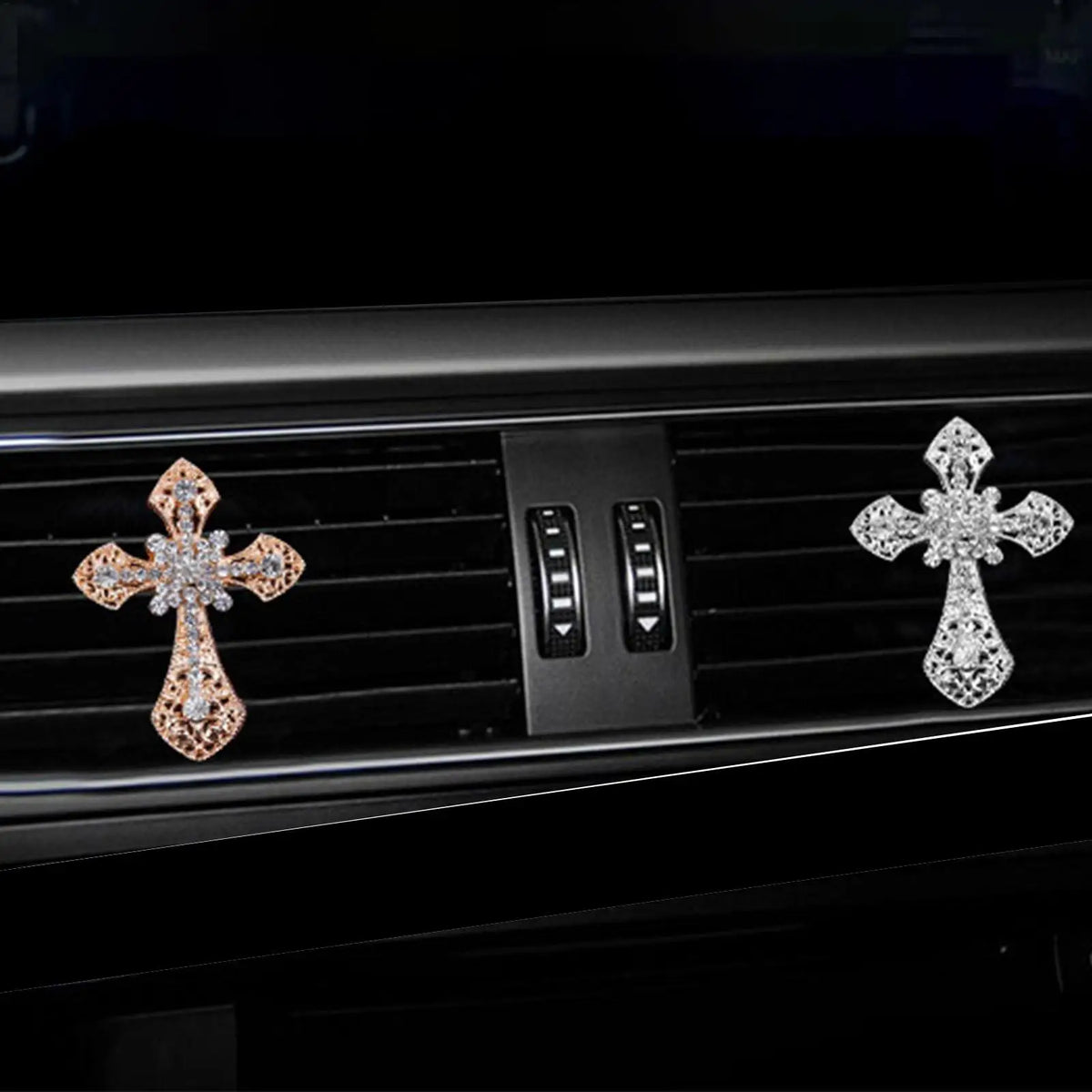 Bling Cross Car Vent Clip Air Freshener – Rhinestone Aroma Diffuser Car Air Freshener Axl
