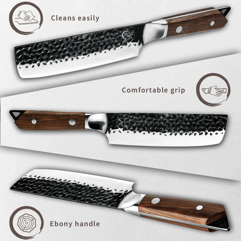 Grandsharp Japanese Nakiri Knife – High Carbon Steel Vegetable Knife Japanese Nakiri Knife Axl