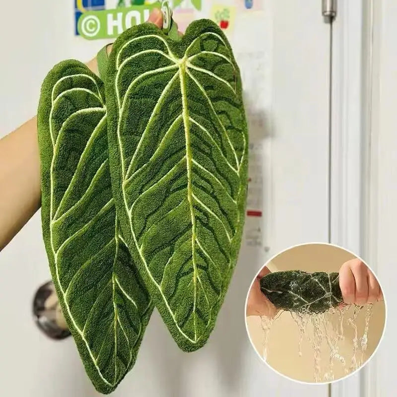 Cartoon Plant Hanging Hand Towel – Double-Layer Quick Dry Hanging Hand Towel Axl