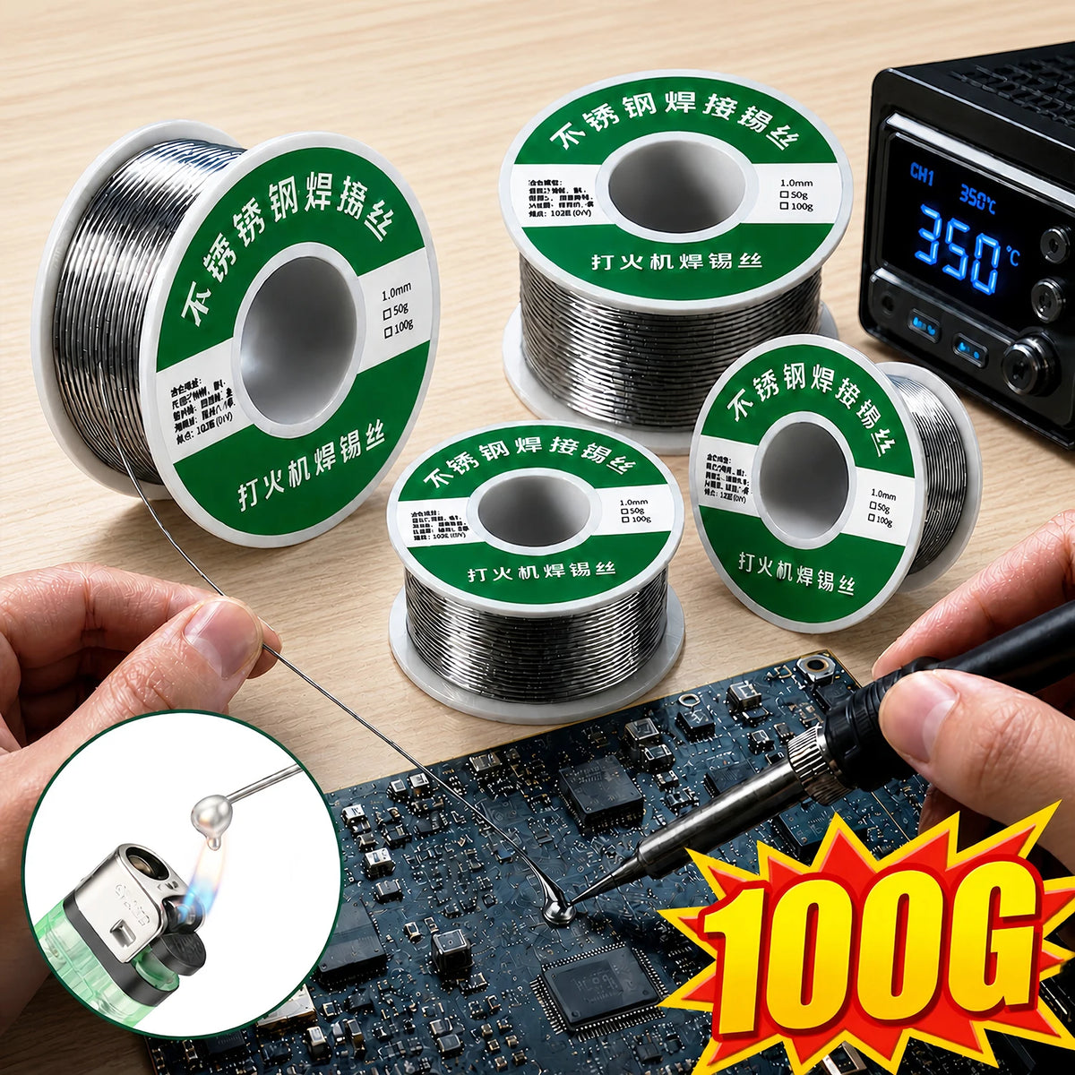 Rosin Core Solder Wire 1.0mm No-Clean Flux 2% | 20g 50g 100g Solder Wire Axl 1.0mm 20G 1pcs