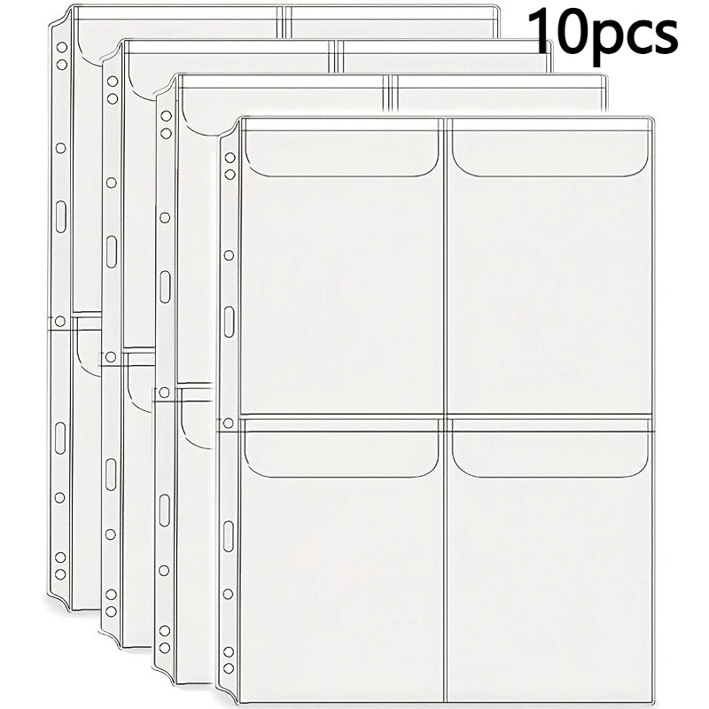 10-Pack A4 Folder Pockets – No-Zip Cash Envelopes & Budget Binder Folder Pocket Set Axl 10pcs-Four pockets