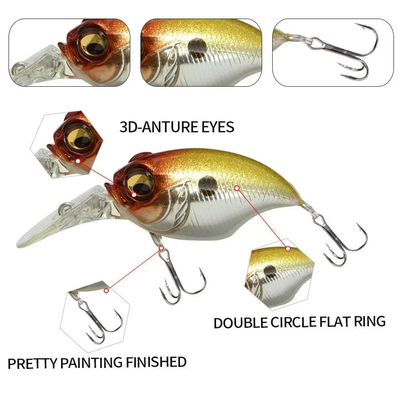 6g 42mm Floating Crankbait Lure – Bass, Perch & Pike Wobbler Fishing Crankbait Lure Axl