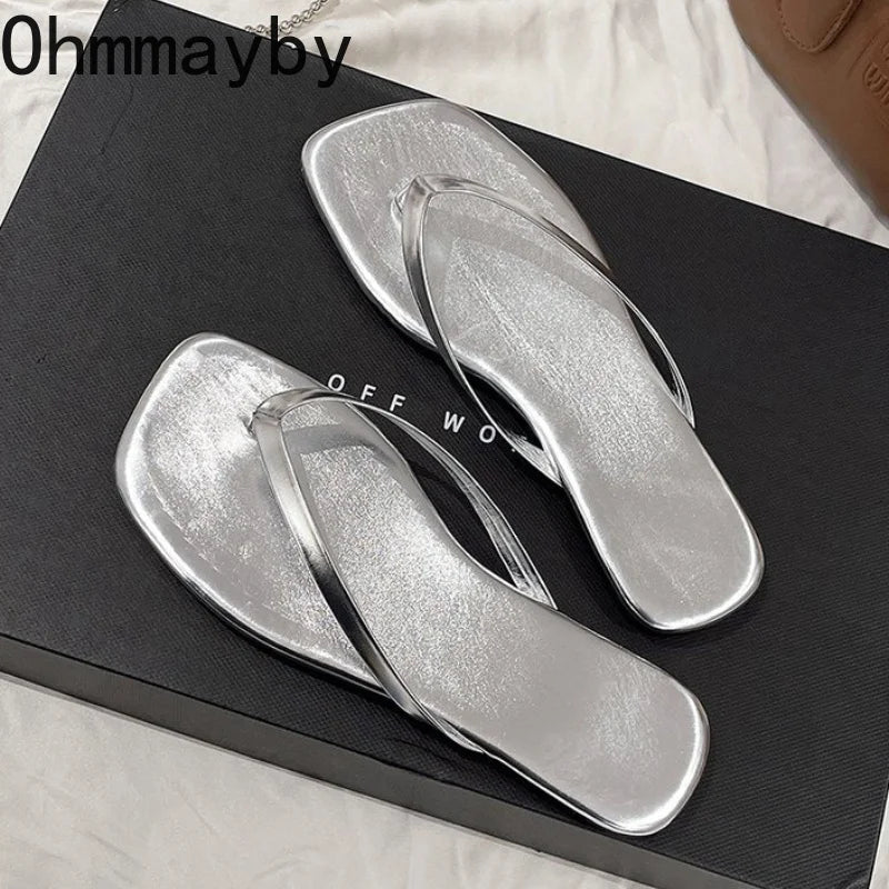 Women's Square Toe Flip Flops – Soft Sole Summer Slides Women's Flip Flops Axl