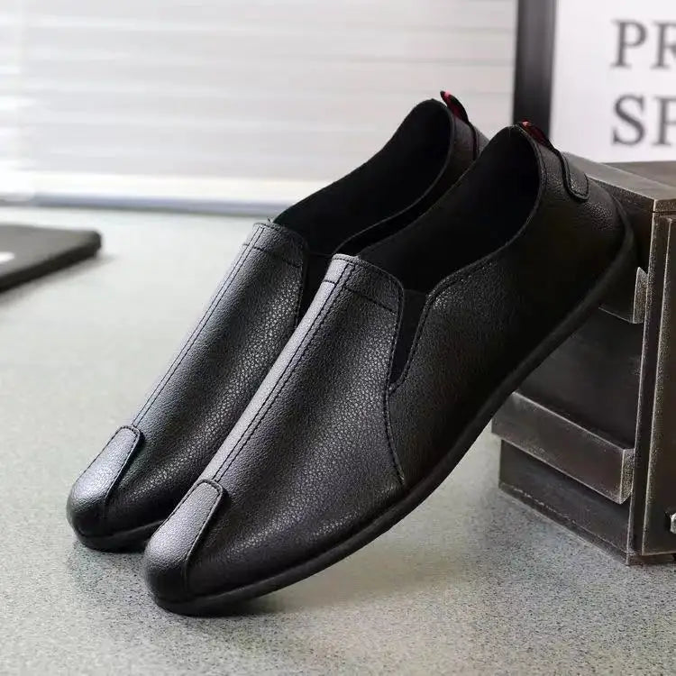 Men's Slip-On Leather Loafers – Lightweight Casual Flat Shoes Men's Casual Loafers Axl black 39