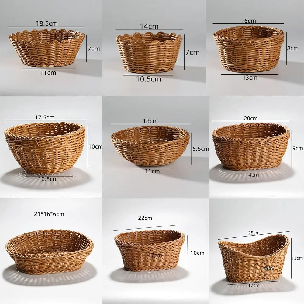 Handwoven Wicker Serving Basket | 10 Styles – Bread & Utensil Woven Serving Basket Axl