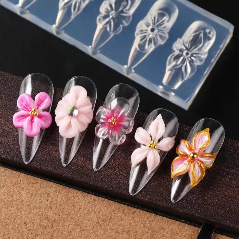 3D Flower Silicone Nail Art Mold – Lily & Hibiscus Resin Stencil Nail Art Mold Axl