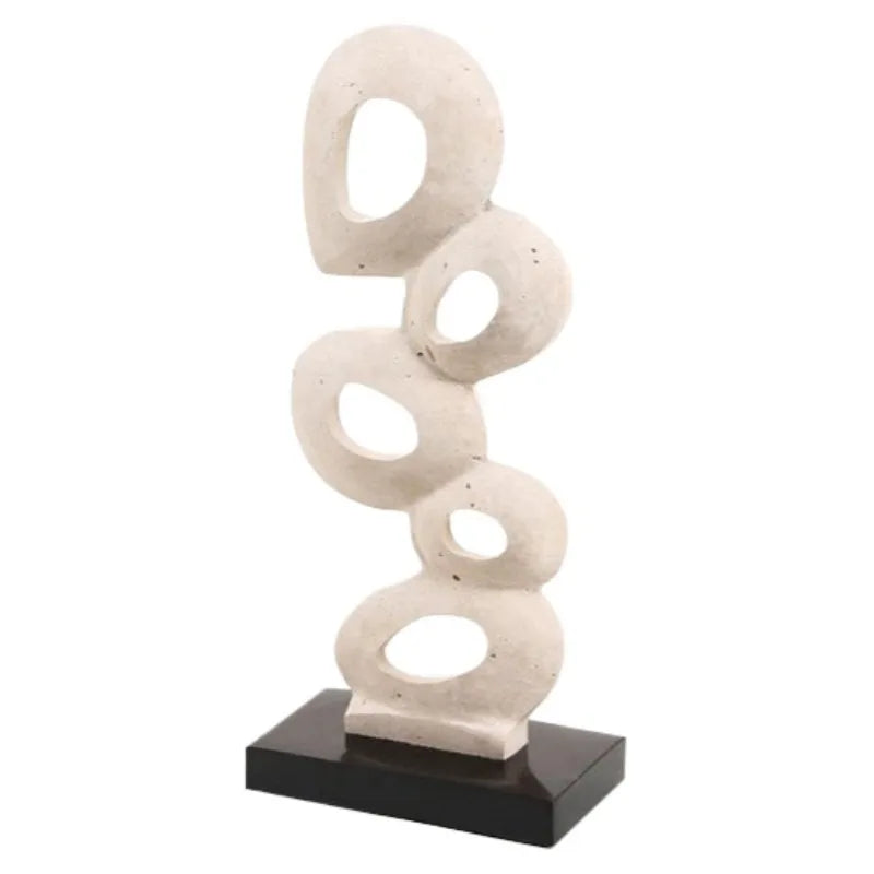 Modern Geometric Sculpture – Luxury Travertine Home Ornament Decorative Sculpture Axl White