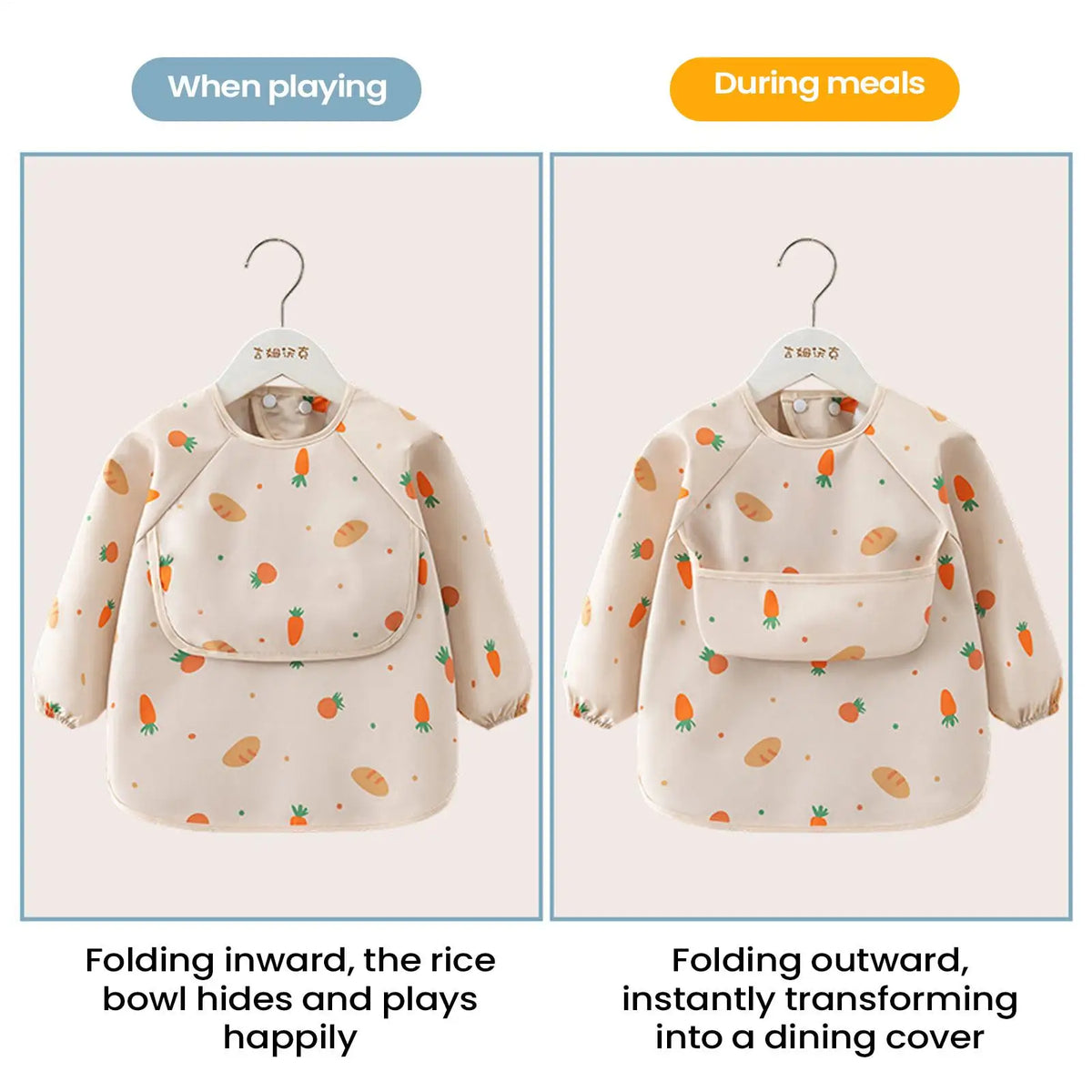 Long Sleeve Baby Smock Bib – Waterproof & Washable Toddler Bib Baby Smock Bib Axl