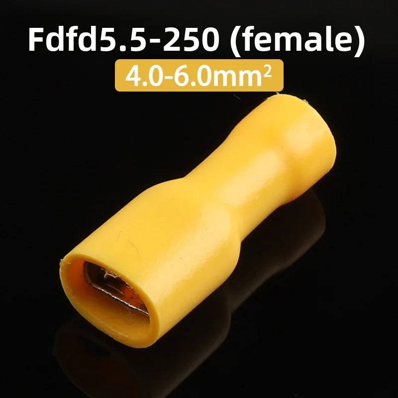 25-Set 6.3mm Insulated Crimp Terminal Connectors 12-10 AWG Crimp Terminal Kit Axl