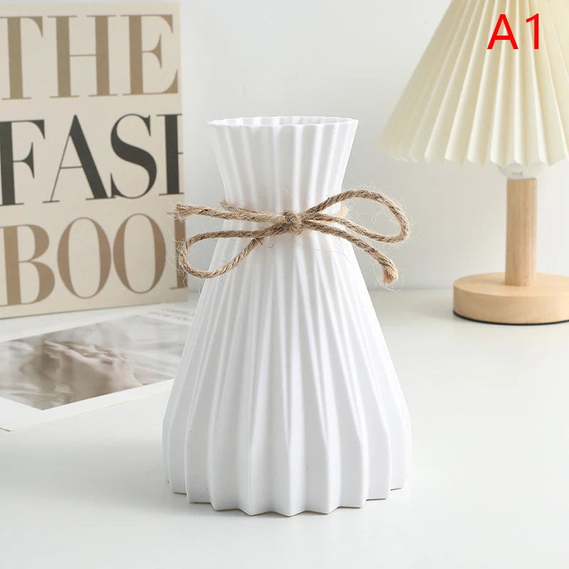 Water Ripple Nordic Plastic Vase – Modern Home Decor Flower Pot Decorative Vase Axl A1