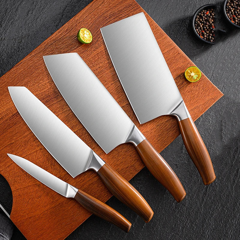 4-Piece Kitchen Knife Set – Chef, Cleaver & Slicing Knives Kitchen Knife Set Axl