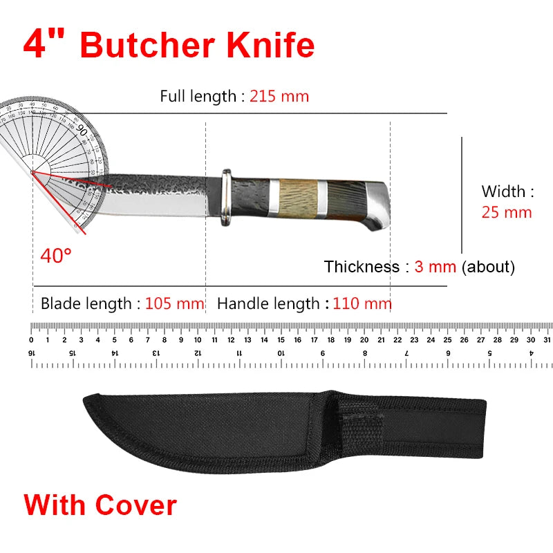 Hand Forged Boning Knife Stainless Steel Wooden Handle 10.5" Boning Knife Axl Knife with Sheath