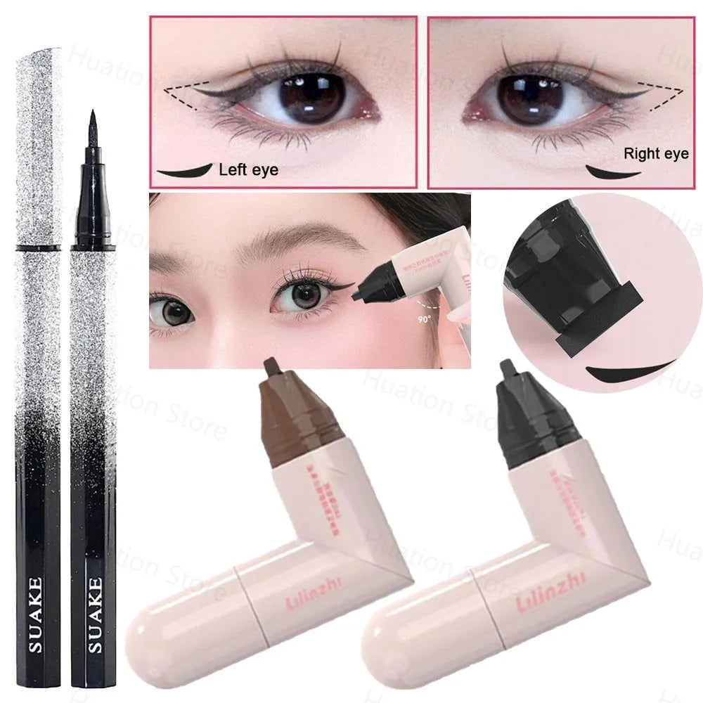 Rotating Stamp Eyeliner Pen – Dual-Tip Waterproof Wing Liner Stamp Eyeliner Pen Axl
