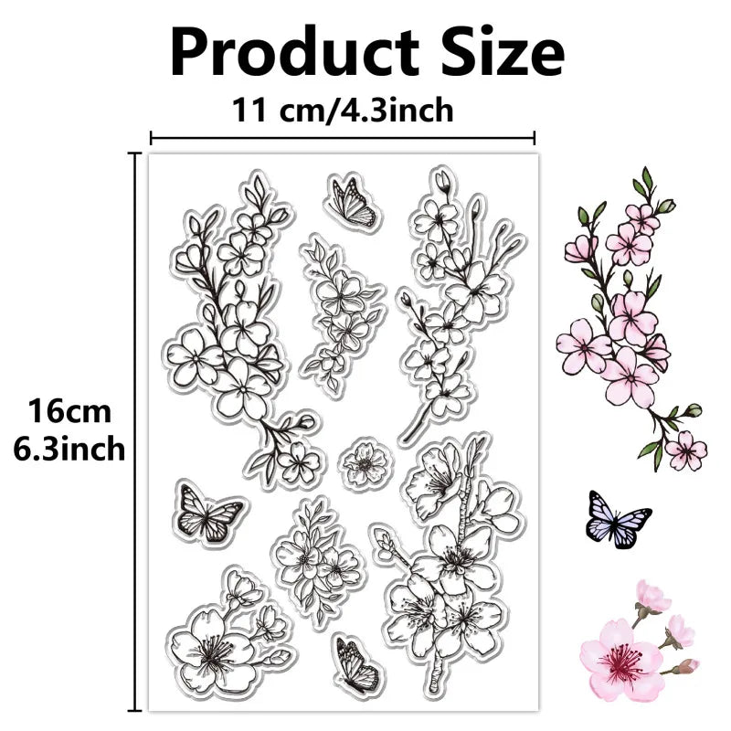 ATC Frames Clear Stamp – Vintage Butterfly & Flowers Journaling Clear Silicone Stamp Axl AECH04-05485