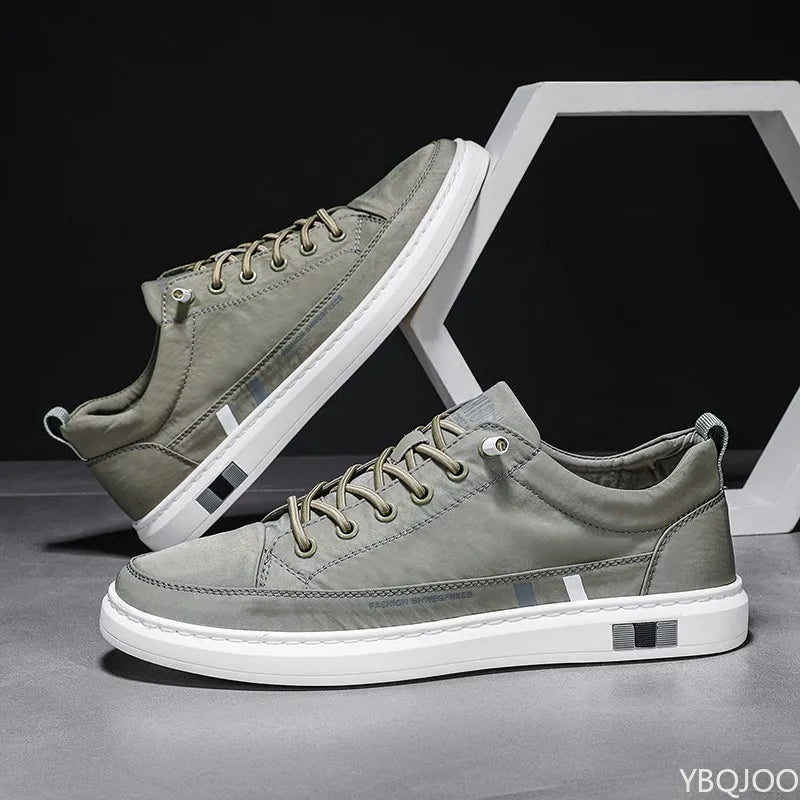 YBQJOO Men's Breathable Canvas Sneakers – Lace-Up Low Cut Men's Canvas Sneakers Axl