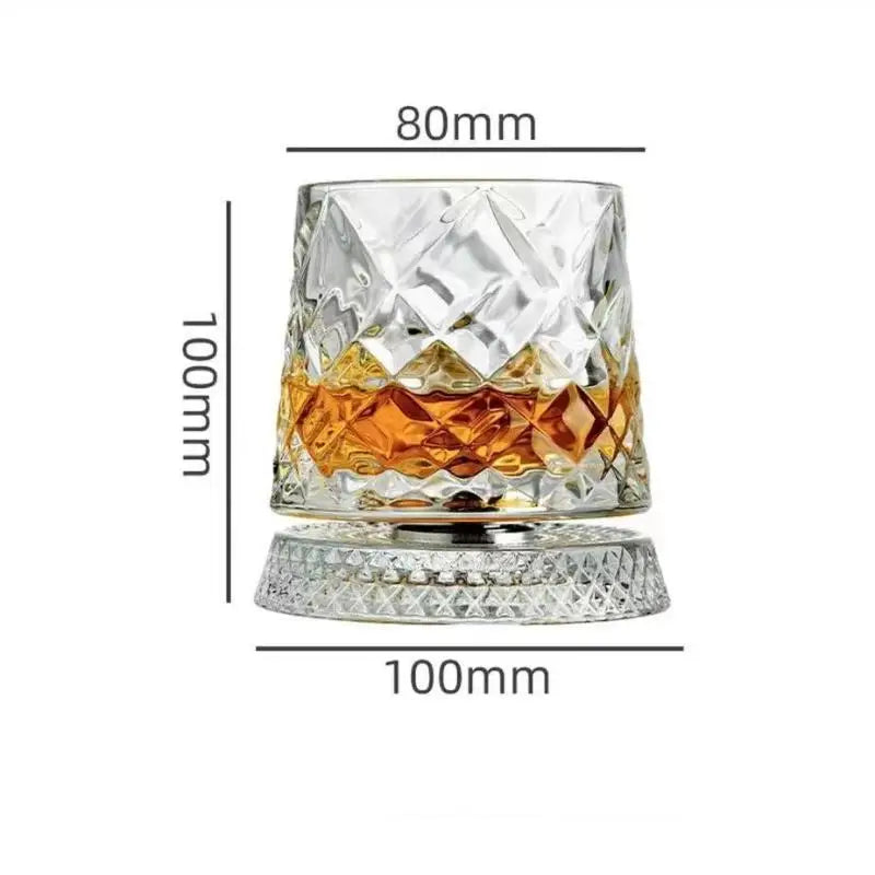 360° Rotating Whiskey Glass – Tumbler Spin Crystal Cocktail Cup Rotating Whiskey Glass Axl B