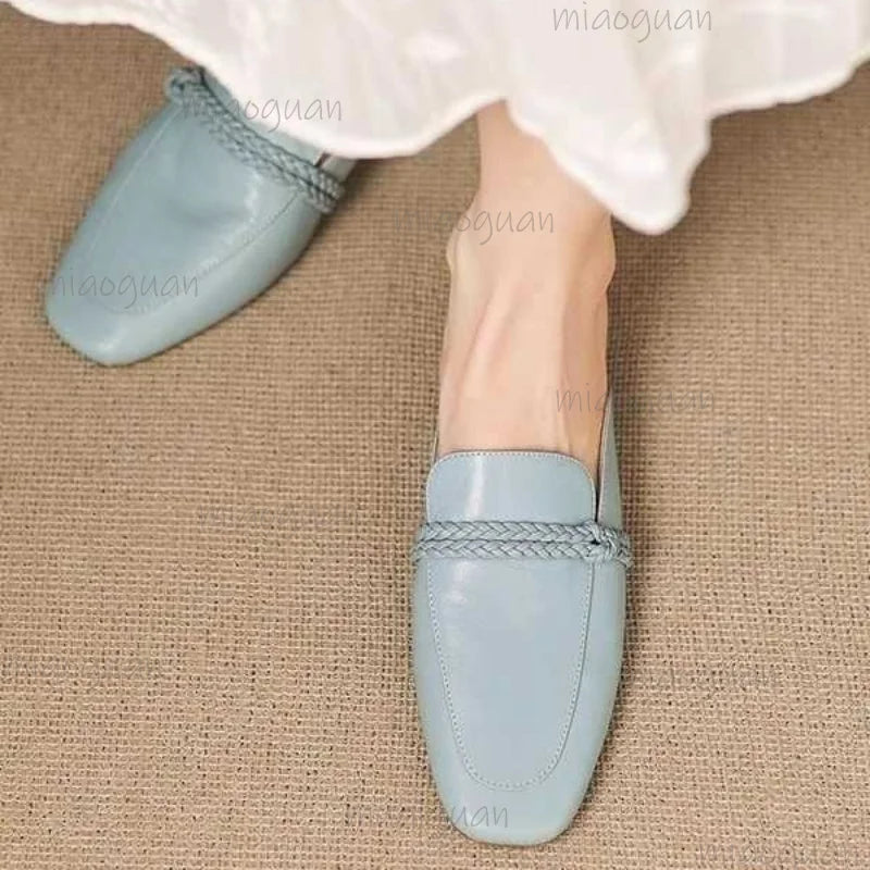 Women's Low Heel Half Slippers – Soft PU Leather Slide Sandals Women's Slide Sandals Axl