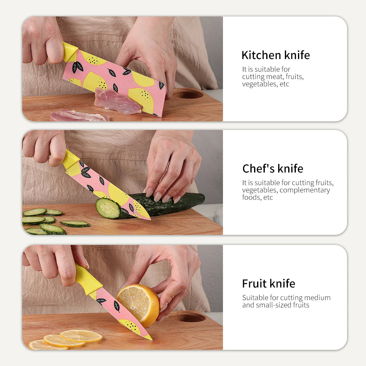 3-Piece Colorful Stainless Steel Kitchen Knife Set Kitchen Knife Set Axl