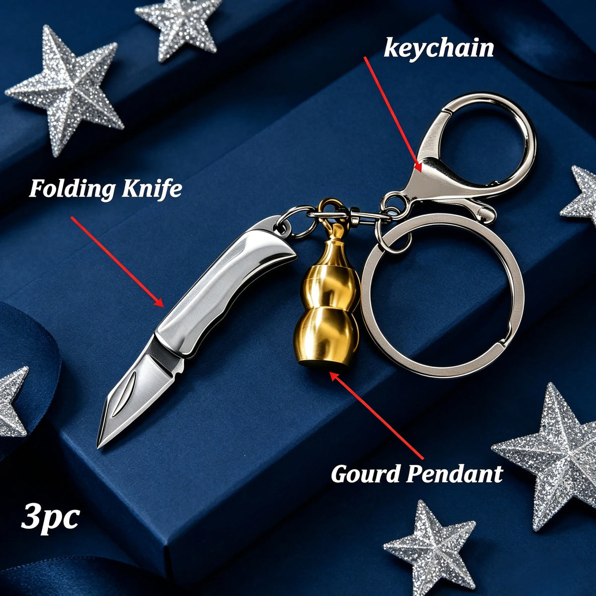 Keychain Folding Knife – EDC Stainless Steel Pocket Blade Tool EDC Folding Knife Axl