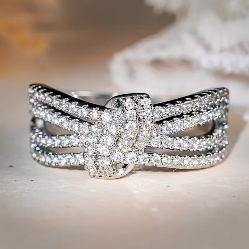 Huitan CZ Wedding Band – Sparkling Cubic Zirconia Ring for Women CZ Wedding Band Ring Axl T0317 6