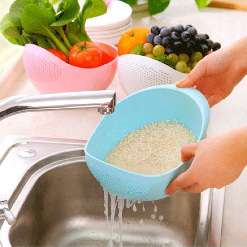 Food Grade Plastic Rice Strainer & Vegetable Wash Basket Kitchen Colander Basket Axl